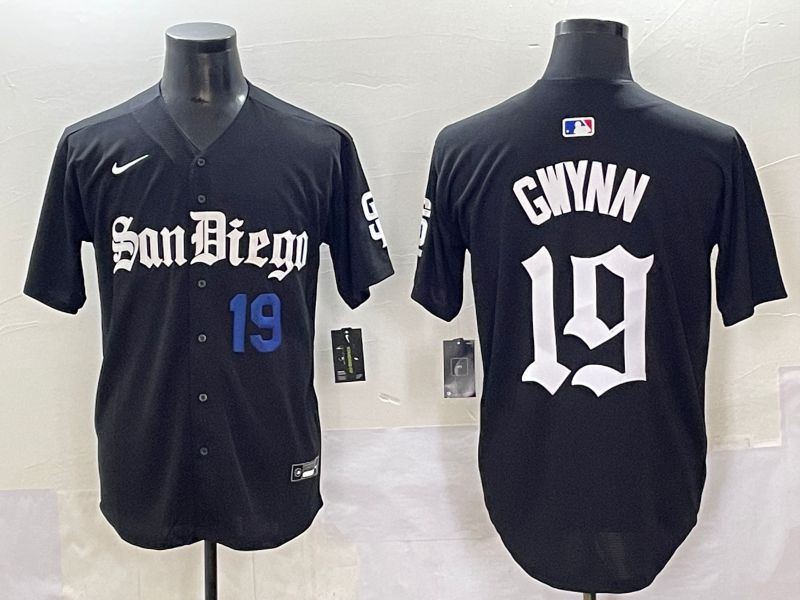 Men 2025 San Diego Padres #19 Gwynn Black Five generations Joint Name Nike MLB Jersey style 4->san diego padres->MLB Jersey